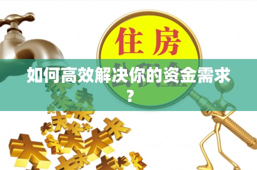 元谋如何高效解决你的资金需求？