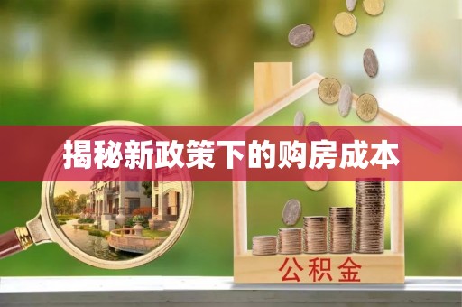 元谋揭秘新政策下的购房成本
